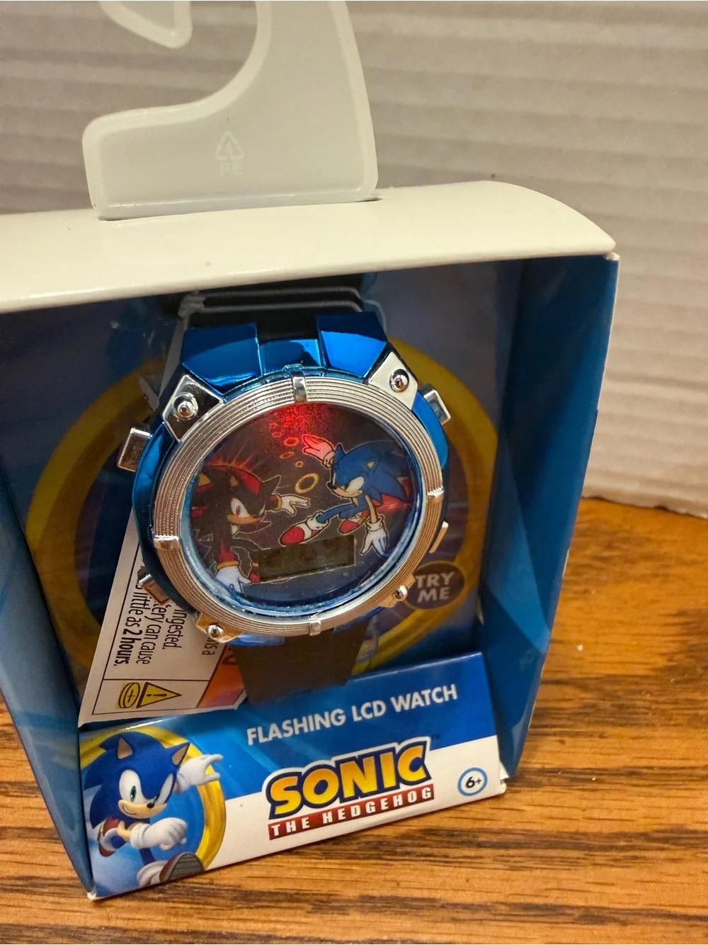 Blue Sonic-Themed Kids Flashing LCD Watch Great gift.
